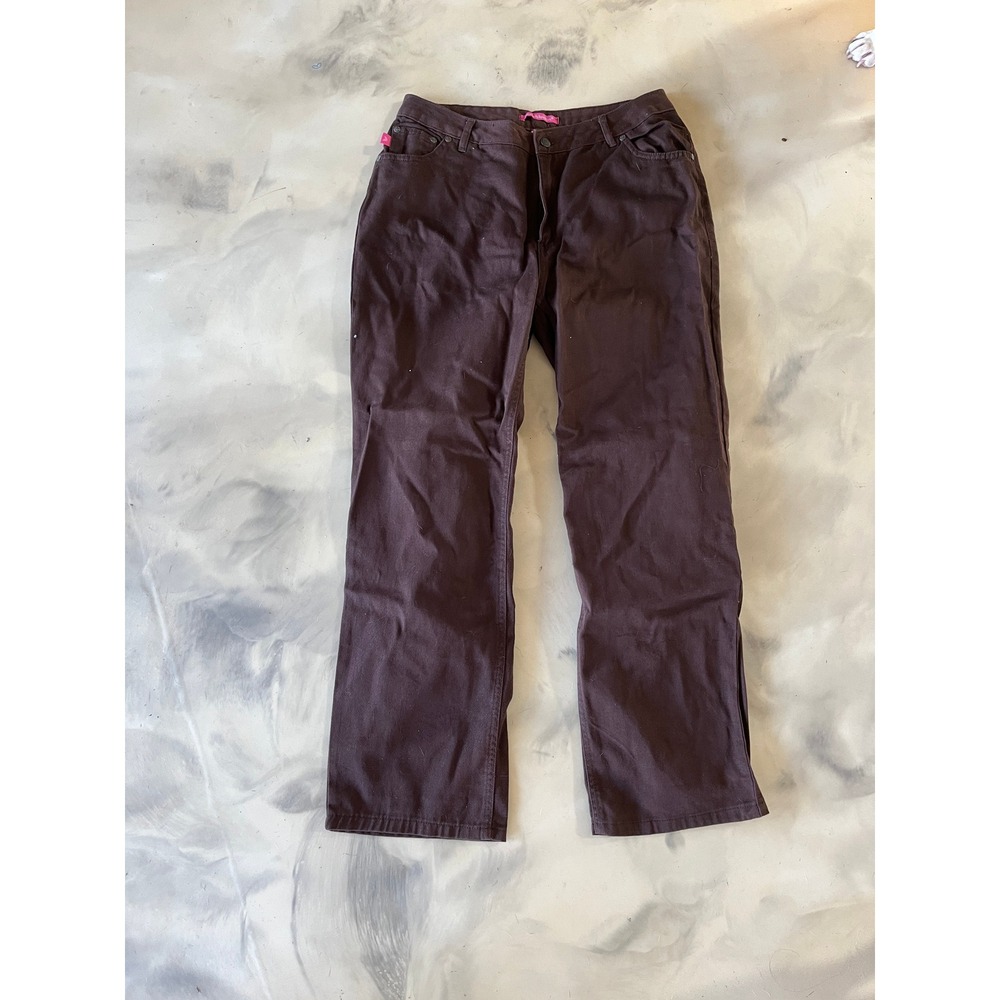 Woman Within Brown Cotton Natural Fit Straight Leg Pants 14W 49-1788-6
